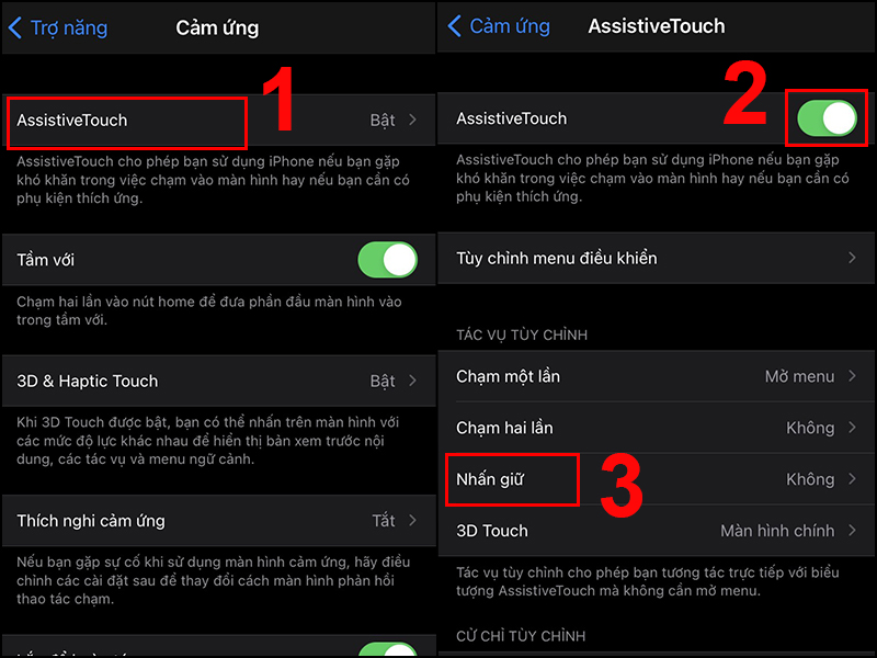 Bật tính năng AssistiveTouch
